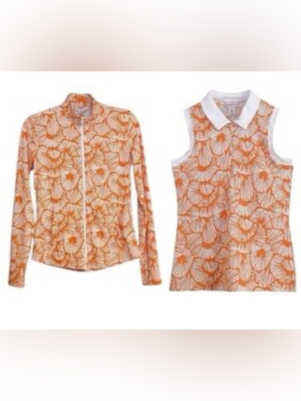Tommy Bahama Orange and White Shell-Print Jacket, shirt & Skirt Set